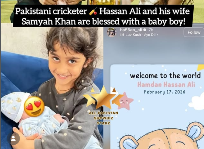 Hasan Ali and Samiya Khan Blessed with Baby Boy Hamdan