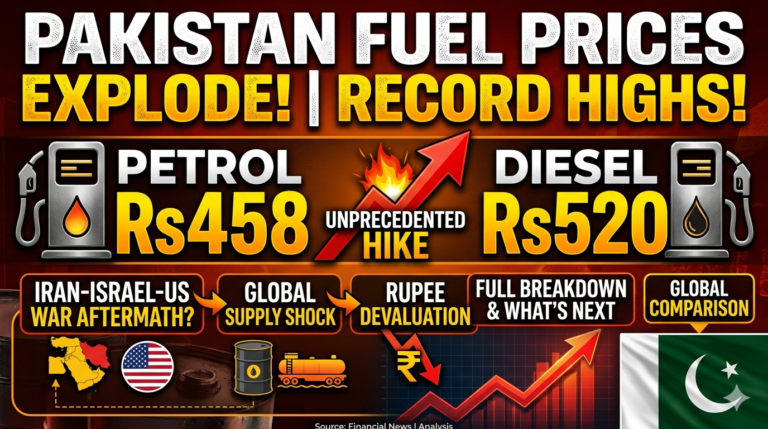 Pakistan’s Petrol and Diesel Prices Explode to Record Highs: Rs458 Petrol, Rs520 Diesel – Iran-Israel-US War Aftermath, Full Breakdown, Global Comparison & What’s Next