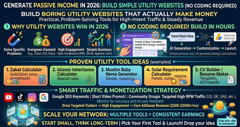 How to Generate Passive Income in 2026: Build Simple Utility Websites That Actually Make Money (No Coding Required)